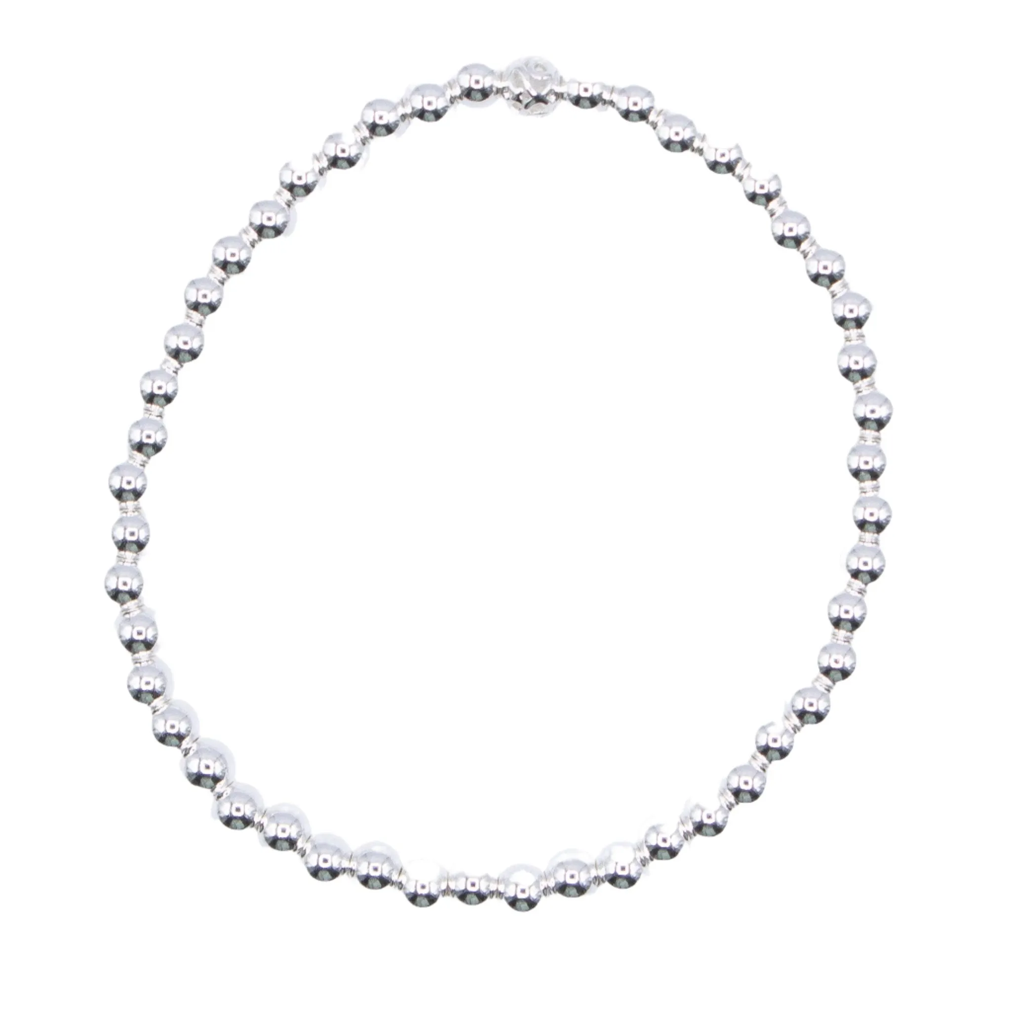4mm Sterling Silver Smooth Beaded Bracelet
